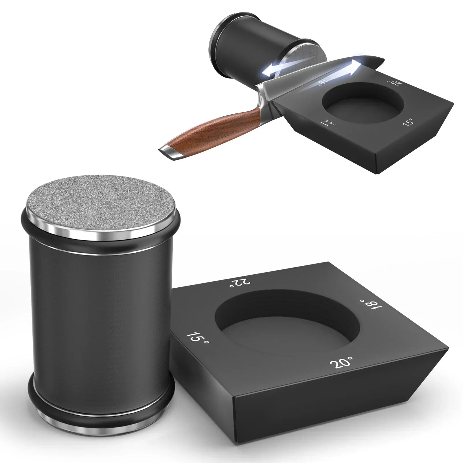 4-Sided Rolling Knife Sharpener Diamond Sharpening Stone Black